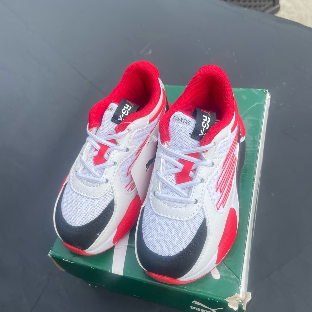Puma Kids Sneakers in Red, White, and Black